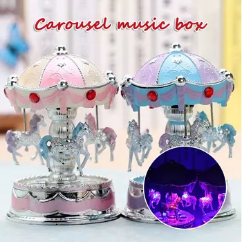 Žiedo Karuselė Arklių Karuselė Music Box Žaislas su Šviesos Romantiška Clockwork Gražus, Geras Vaikas, Gimtadienio, Kalėdų Dovana