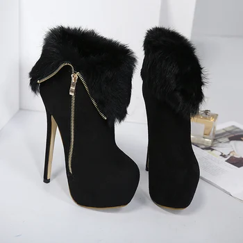 žiema rudens batai seksualių aukštakulnių batų mada batai moterims kailiniai batai platformos siurbliai moterų kulniukai žiemos batai LJA26