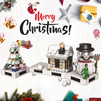 Žiemos Atostogų Sniego Blokai Kalėdų Technic Mini Santa Claus Nustatyti Modelis Rinkiniai Plytų Žaislai Vaikams