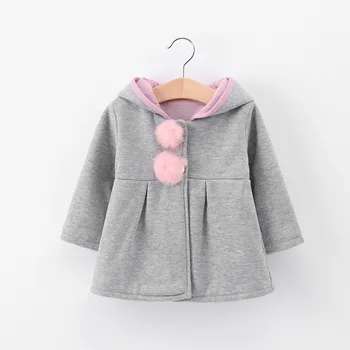 Žiemą, rudenį kūdikių mergaičių paltai ilgomis rankovėmis 3D Triušio ausis mados atsitiktinis hoodies vaikiški drabužiai drabužiai vaikams viršutinių drabužių siuvimas