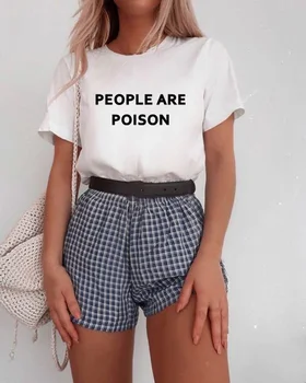 Žmonės Yra Nuodai T-Shirt Harajuku Estetika Marškinėlius Spausdinti Atsitiktinis Trumpas Rankovės Streetwear Moterų Top Grunge Tumblr Tee Viršų