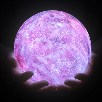 Žvaigždėtas Dangus Mėnulio Lempos 16Colors LED Nakties Šviesos 3D Spausdinimo Mėnulio Šviesos USB Jutiklis Paliesti Mėnulio Lempa, Vaikų Miegamasis Šviesos Naktį Lempa