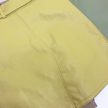 Женская юбка ремень высокая талия искусственная кожа мини-юбка пэчворк асимметричный юбка карандаш